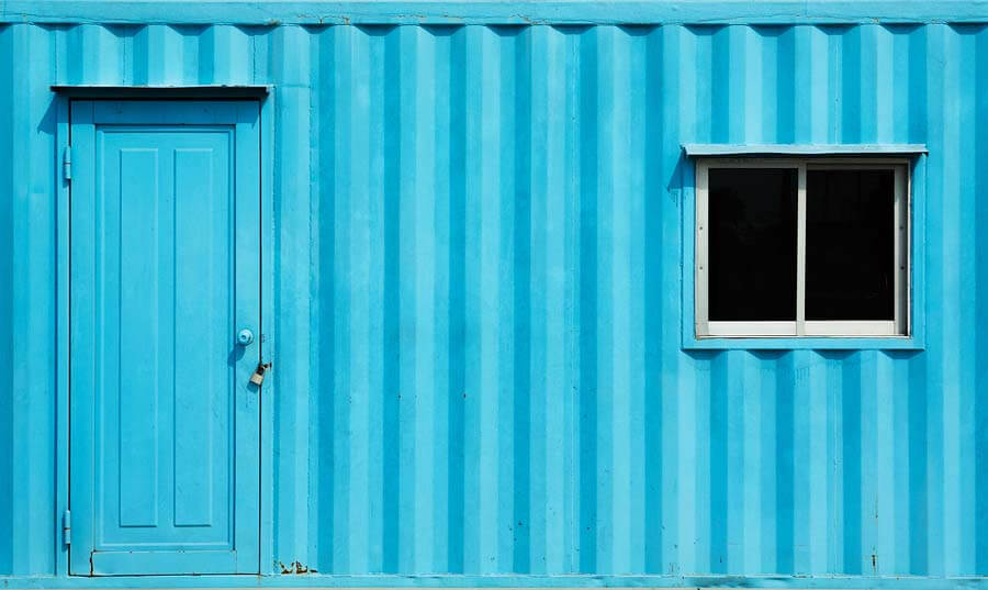 Blue color container office with door and window